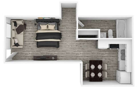 Floor plan for studio, 1 bath, 560 sqft